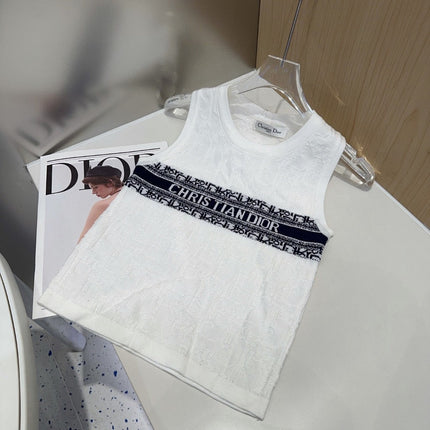 SLEEVELESS TOP 643222 IN WHITE COTTON BLACK LOGO