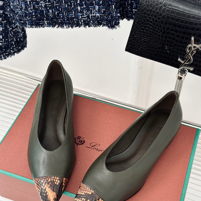 LP REBECCA BALLET FLATS CHARCOAL WAXED LEATHER