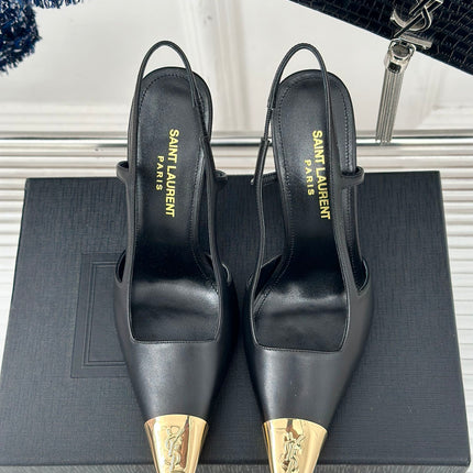 SL JEANNE SLINGBACK PUMPS BLACK CALFSKIN