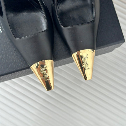 SL JEANNE SLINGBACK PUMPS BLACK CALFSKIN
