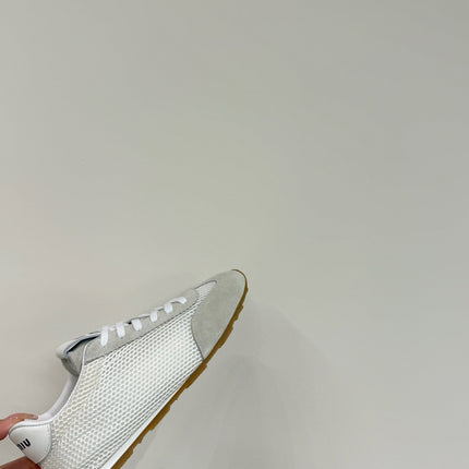 RETRO SNEAKERS IN BEIGE MESH AND SUEDE
