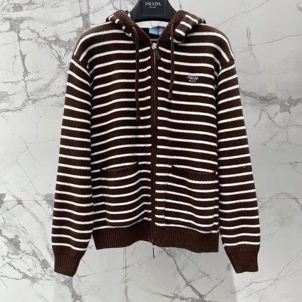 PRADA 26S KNIT ZIP-UP HOODIE 1275