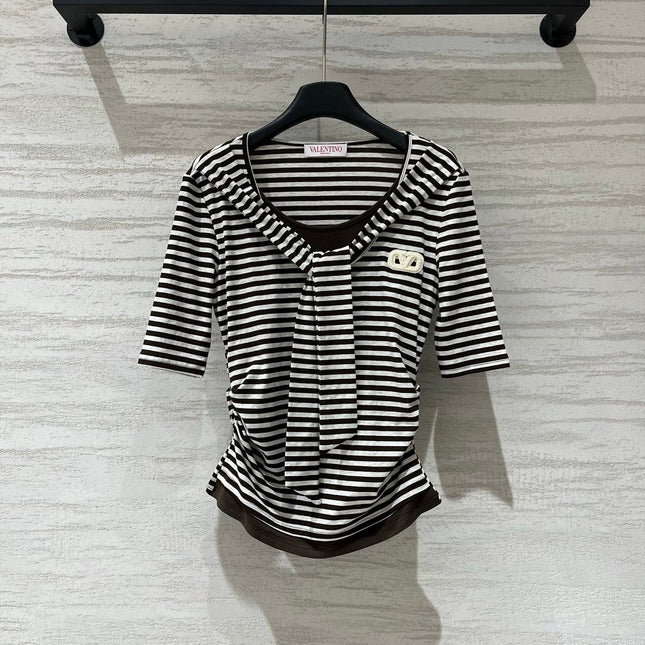 VALENTINO 26S STRIPED TIE-NECK T-SHIRT 358