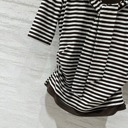 VALENTINO 26S STRIPED TIE-NECK T-SHIRT 358