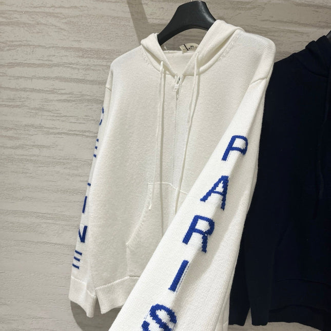 CELINE 26S SLEEVE ZIP-UP KNIT HOODIE 740