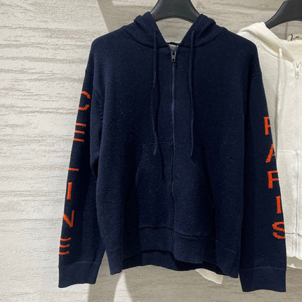 CELINE 26S SLEEVE ZIP-UP KNIT HOODIE 738