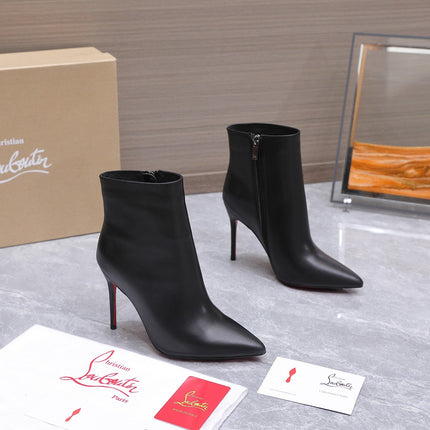 CHRISTIAN LOUBOUTIN 26S ANKLE BOOTS 105 MM IN BLACK CALFSKIN