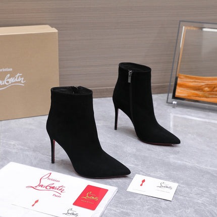 CHRISTIAN LOUBOUTIN 26S ANKLE BOOTS 105 MM IN BLACK SUEDE