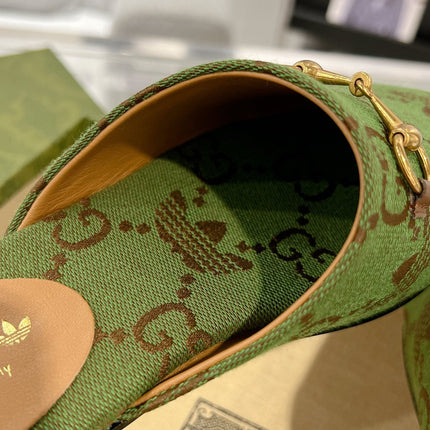 GG & ADIDAS MULE HORSEBIT BUCKLE OLIVE CANVAS