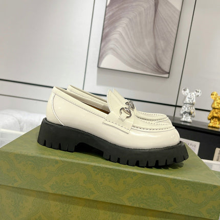 GG LOAFER WITH HORSEBIT WHITE CALFSKIN