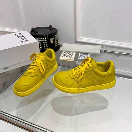 LOEWE 26S LOW TOP SNEAKERS IN BRIGHT YELLOW CALFSKIN WITH RUBBER
