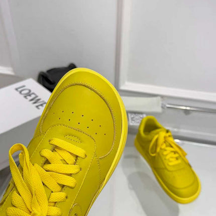 LOEWE 26S LOW TOP SNEAKERS IN BRIGHT YELLOW CALFSKIN WITH RUBBER