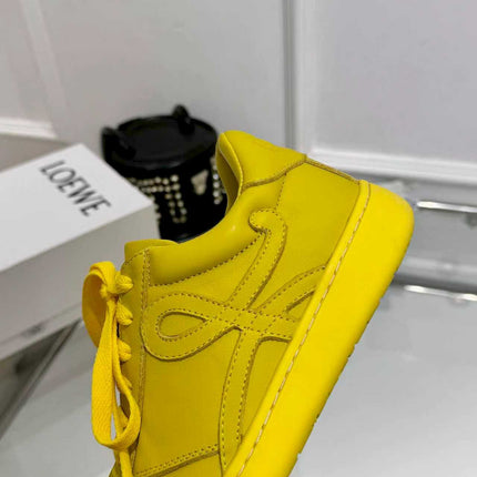LOEWE 26S LOW TOP SNEAKERS IN BRIGHT YELLOW CALFSKIN WITH RUBBER