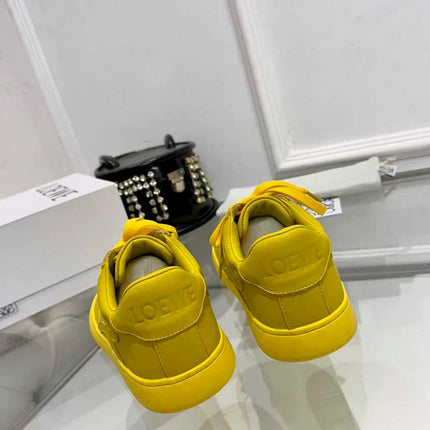 LOEWE 26S LOW TOP SNEAKERS IN BRIGHT YELLOW CALFSKIN WITH RUBBER