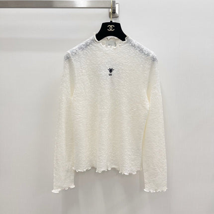 DIOR 26S FLORAL-LACE LONG-SLEEVE TOP 1649