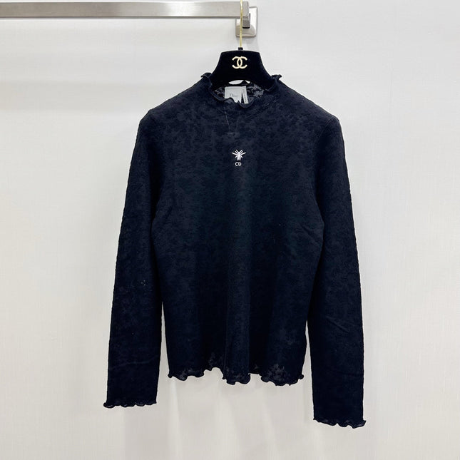 DIOR 26S FLORAL-LACE LONG-SLEEVE TOP 1650