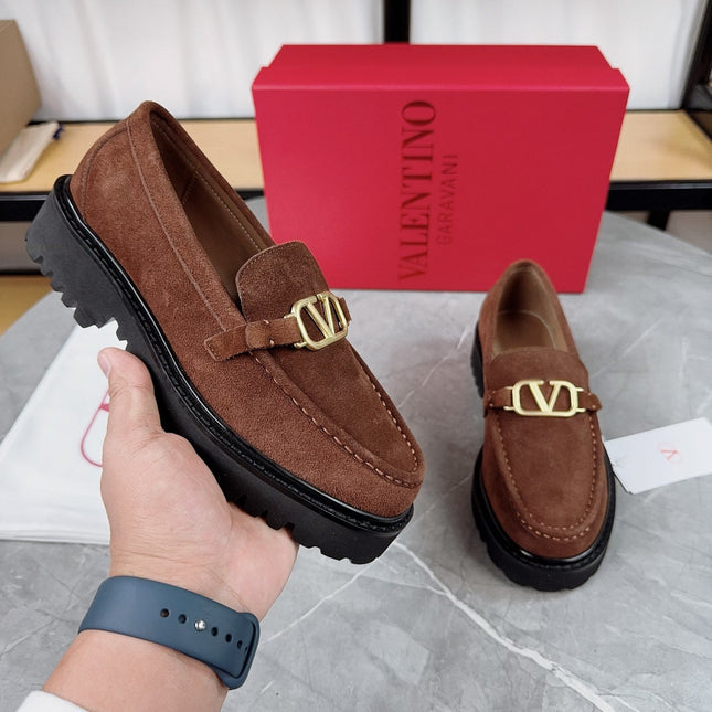 VALENTINO 26S LOAFERS IN BROWN SUEDE
