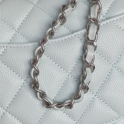 CHANEL 25S SMALL DOUBLE FLAP 19 IN LIGHT BLUE CALFSKIN GOLD HARDWARE