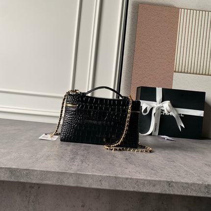CHANEL 26S VANITY CASE 23 IN BLACK SHINY CROCODILE-EMBOSSED CALFSKIN