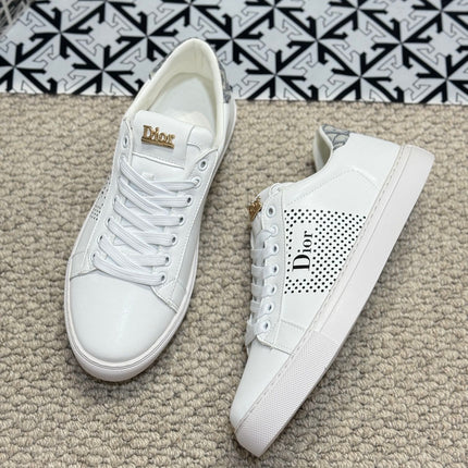 CD LOW TOP BASIC SNEAKER WHITE AND BLACK CALFSKIN