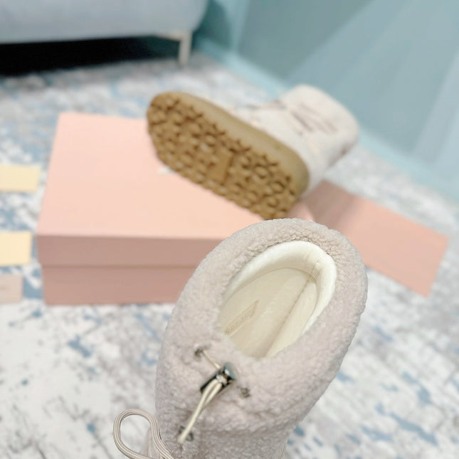 MIUMIU 26S ANKLE SNOW BOOTS IN BEIGE WOOL STYLE 15