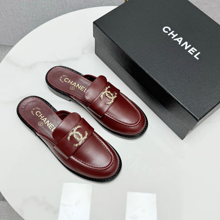 CC FLAT MULE 25S IN DARK RED CALFSKIN STYLE 10