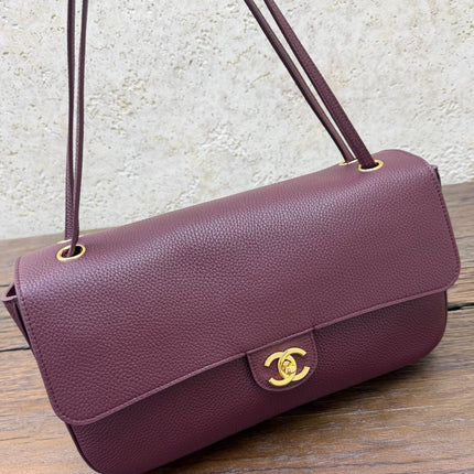 CHANEL 26S SHOULDER BAG 33 IN BURGUNDY LAMBSKIN GRAINED