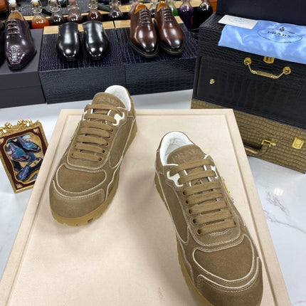 PRA TRAIL FADED CINNAMON BROWN SUEDE SNEAKERS