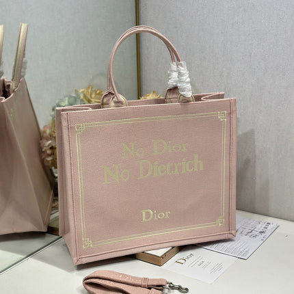 DIOR 26S LARGE BOOK TOTE 42 IN LIGHT PINK WOVEN FABRIC
