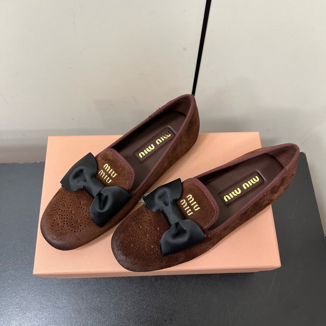 LOAFERS WITH BOW IN CHOCOLATE SUEDE