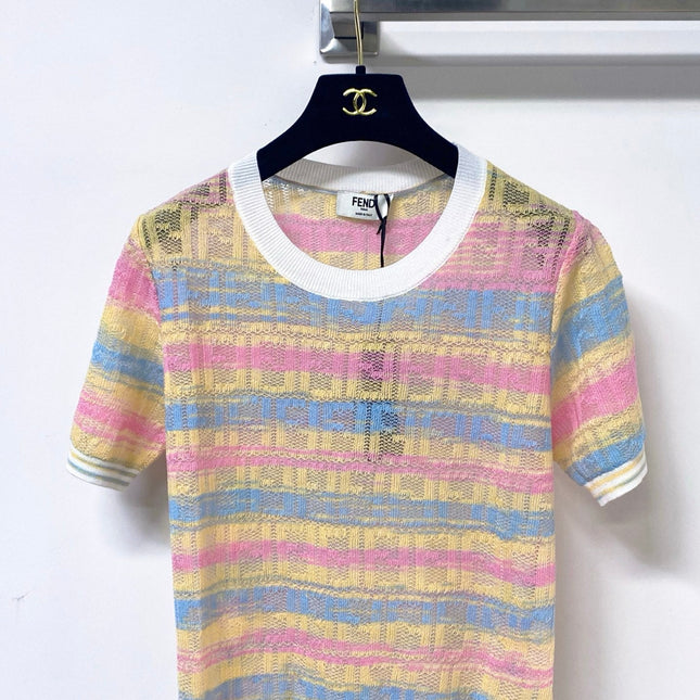 FENDI 26S SHORT-SLEEVE KNIT TOP 447
