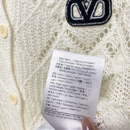 VALENTINO 26S OPENWORK KNIT BUTTON CARDIGAN 382