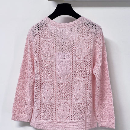 CHANEL 26S LACE KNIT V-NECK CARDIGAN 1522
