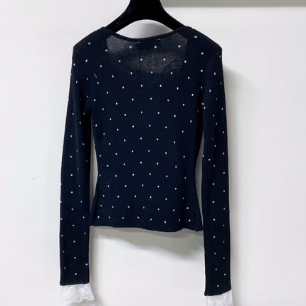 MIUMIU 26S LACE-TRIM BOW KNIT CARDIGAN 1399