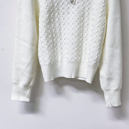 MIUMIU 26S CABLE-KNIT POLO SWEATER 1402