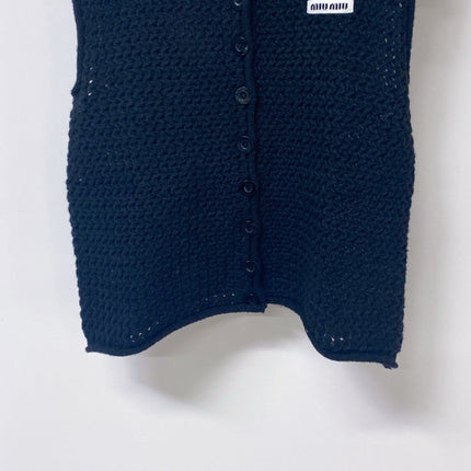MIUMIU 26S HOODED OPEN-MESH KNIT VEST 1581