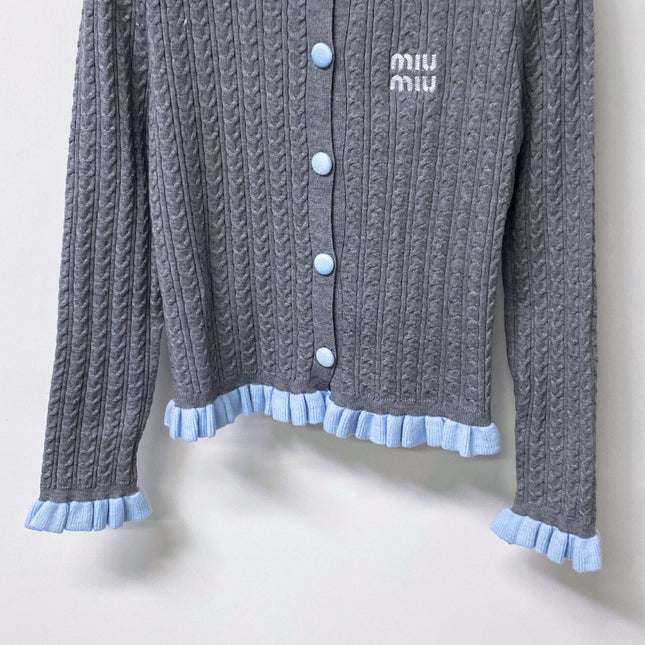 MIUMIU 26S KNIT RUFFLED CARDIGAN 1490