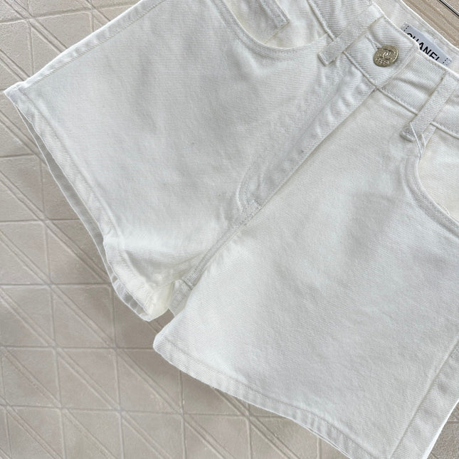 CHANEL WHITE DENIM SHORTS