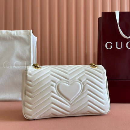 MARMONT SHOULDER BAG 31 IN WHITE CALFSKIN GOLD CHAIN