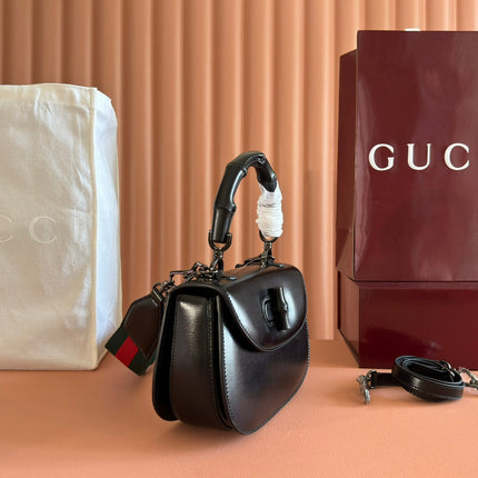 GUCCI BAMBOO MINI BAG 21 FULL BLACK IN CALFSKIN