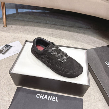 CHANEL 26S LOW TOP SNEAKERS IN BLACK SUEDE