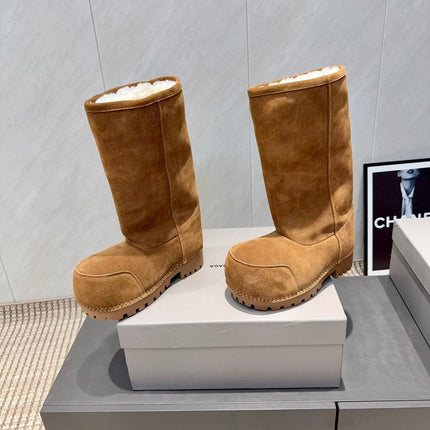BALENCIAGA 25S BOOTS PLATFORM HEEL IN BROWN SUEDE STYLE 4