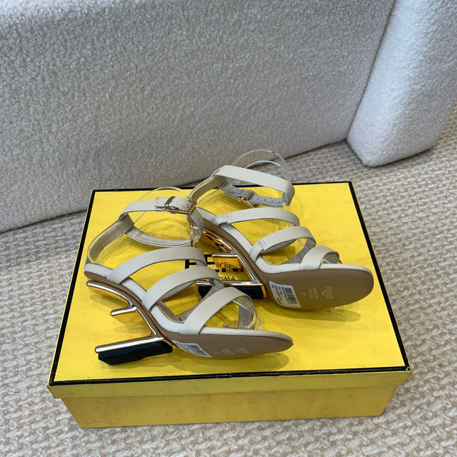 FENDI HIGH SANDAL 10 CM IN BEIGE CALFSKIN