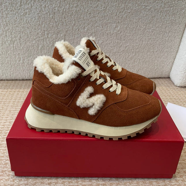 VIV' RUN SNEAKER IN BROWN SUEDE AND SHEARLING