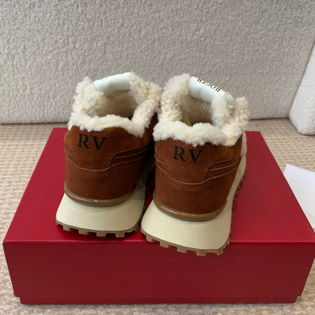 VIV' RUN SNEAKER IN BROWN SUEDE AND SHEARLING