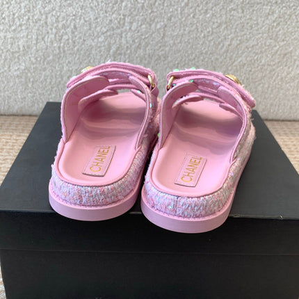 DAD SANDAL IN BRIGHT PINK FABRIC WITH SEQUINS MULE