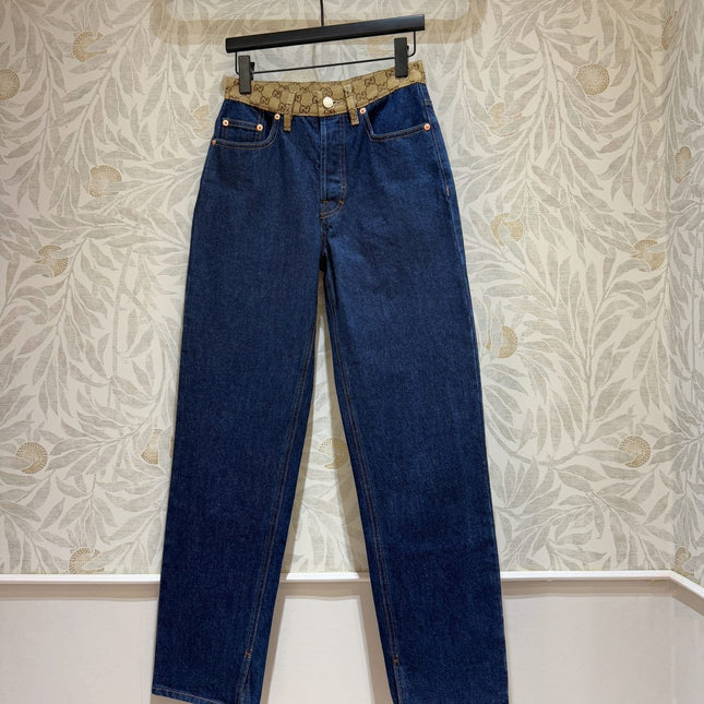 Gucci Old Flower Waist Jeans Blue Cotton