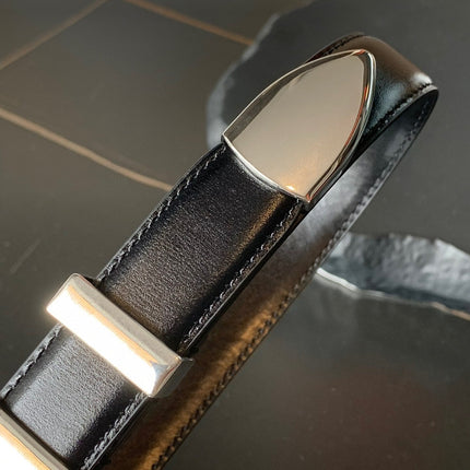 BELT 25MM MEDIUM WESTERN IN BLACK CALFSKIN WITH SILVER BUCKLE