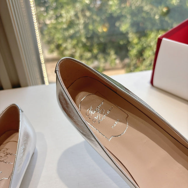 BELLE VIVIER BALLERINAS IN SILVER METALLIC SMOOTH LAMBSKIN