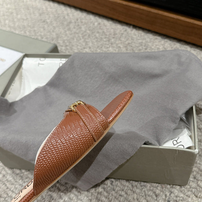 WHITNEY SLIDE IN RED BROWN CROCODILE LEATHER